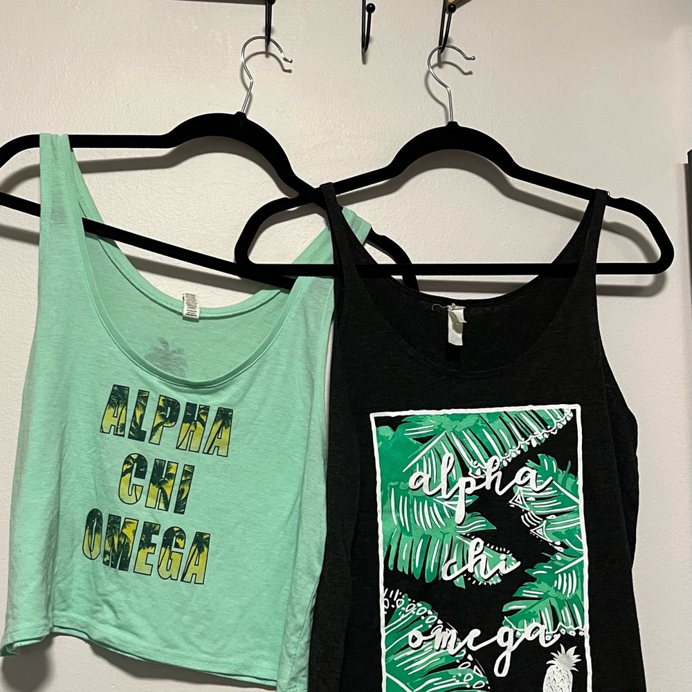 Bundle of (6) used Alpha Chi Omega tanks and tees. Sizes (s-xl)